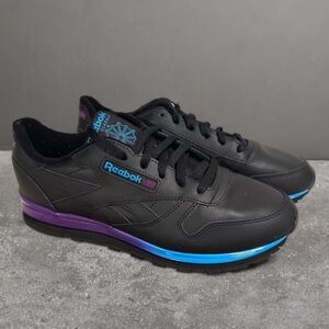 Reebok Womens Classic FZ0828 Black Purple Blue Running Sneaker Shoes US 10